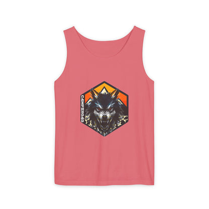 C4MPXRO4D Wolf Shield Camper Badge Tank Top | Graphic camping text tee