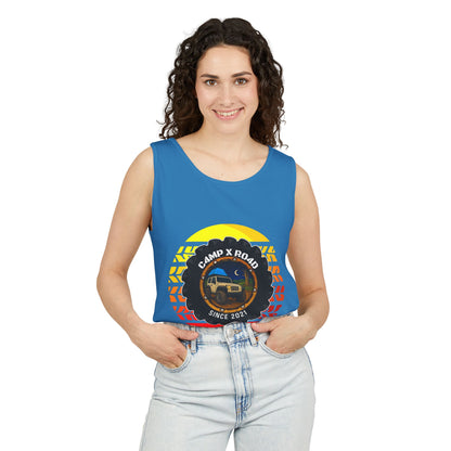C4MPXRO4D Summer Camper Badge Tank Top | Graphic camping text tee