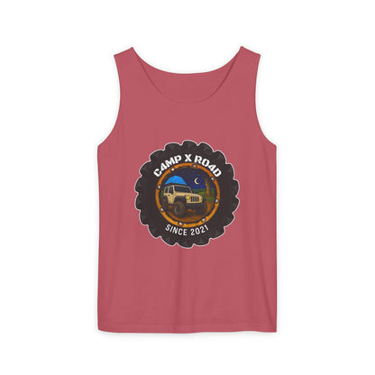 C4MPXRO4D Camper Badge Tank Top | Graphic camping text tee