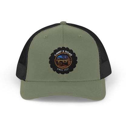 C4MPXRO4D Camper Badge Cap | Trucker Snapback Mesh Hat