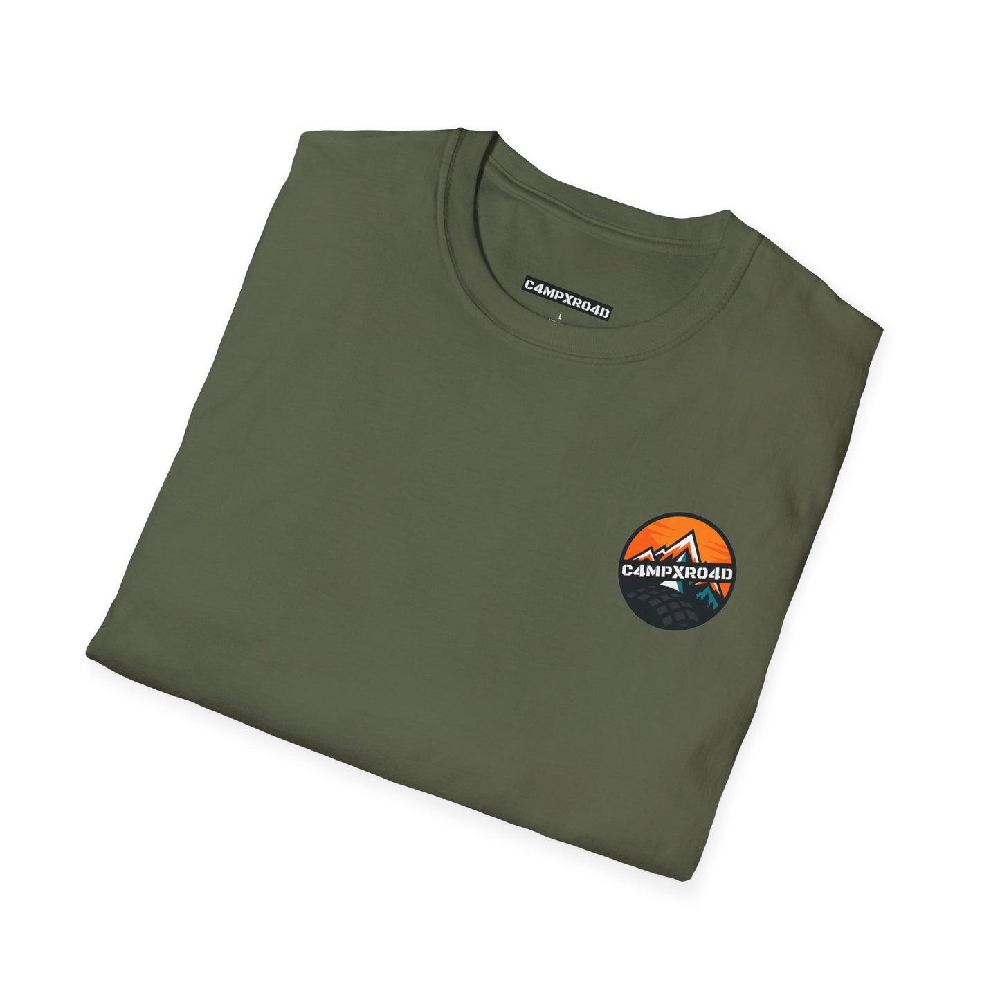 C4MPXRO4D Tiny Rounded Shield Camper Badge Soft Tee | Graphic T-Shirt