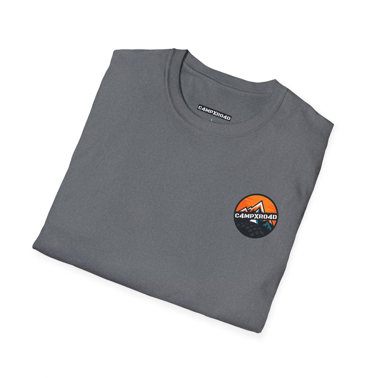 C4MPXRO4D Tiny Rounded Shield Camper Badge Soft Tee | Graphic T-Shirt