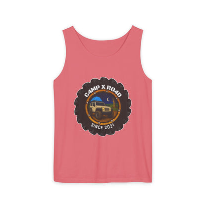 C4MPXRO4D Camper Badge Tank Top | Graphic camping text tee