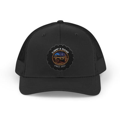 C4MPXRO4D Camper Badge Cap | Trucker Snapback Mesh Hat