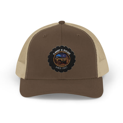 C4MPXRO4D Camper Badge Cap | Trucker Snapback Mesh Hat