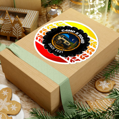 C4MPXRO4D Summer Camper Badge Sticker | Die-Cut Vinyl Laptop Decal