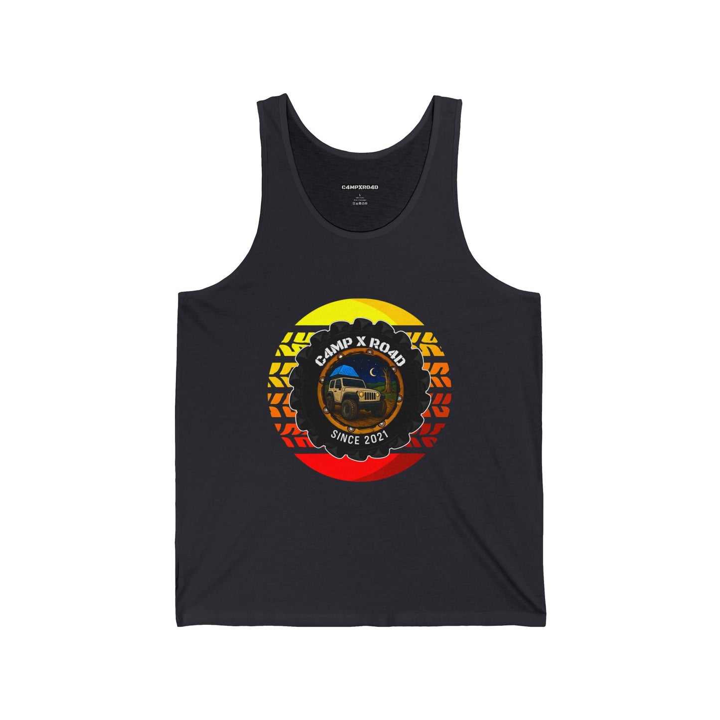 C4MPXRO4D Summer Camper Badge Tank Top | Gaming Techwear Hacker Style