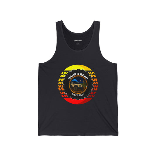 C4MPXRO4D Summer Camper Badge Tank Top | Gaming Techwear Hacker Style