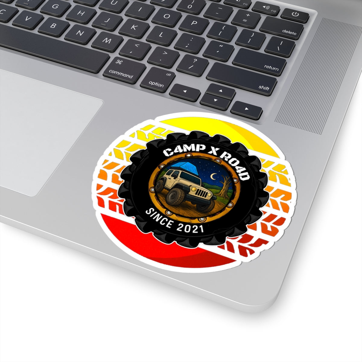 C4MPXRO4D Summer Camper Badge Sticker | Die-Cut Vinyl Laptop Decal