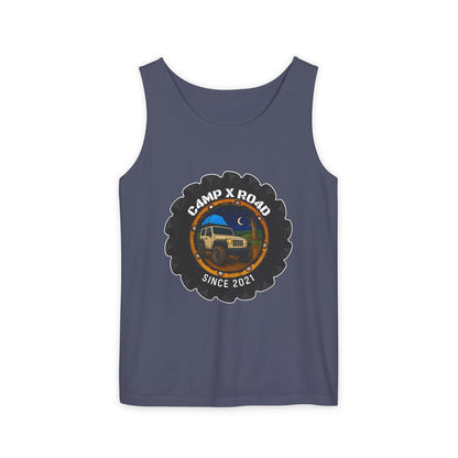 C4MPXRO4D Camper Badge Tank Top | Graphic camping text tee