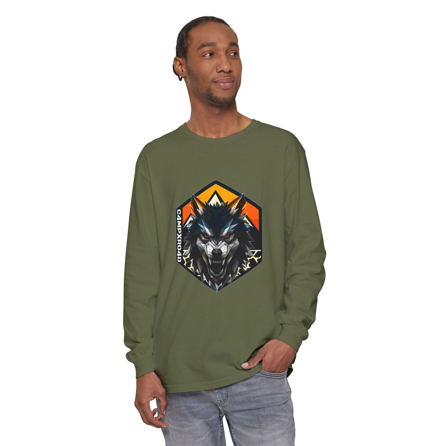 C4MPXRO4D Wolf Shield Camper Badge T-Shirt | Long Sleeve