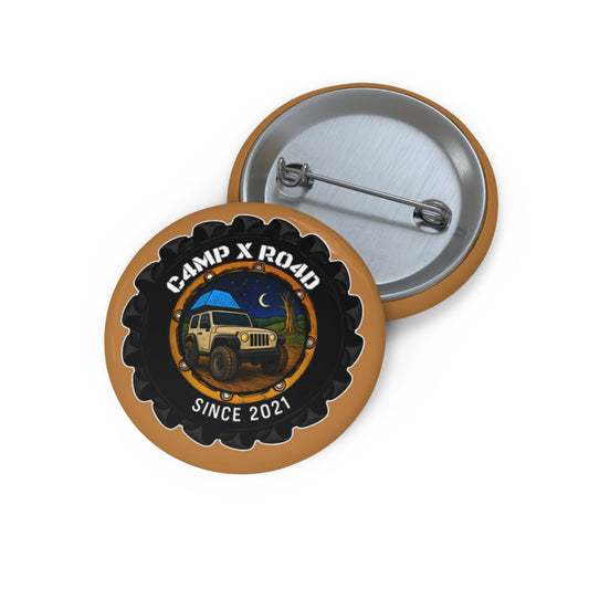 C4MPXRO4D Camper Badge Pin Button | Custom Round Badge, Black Logo Button