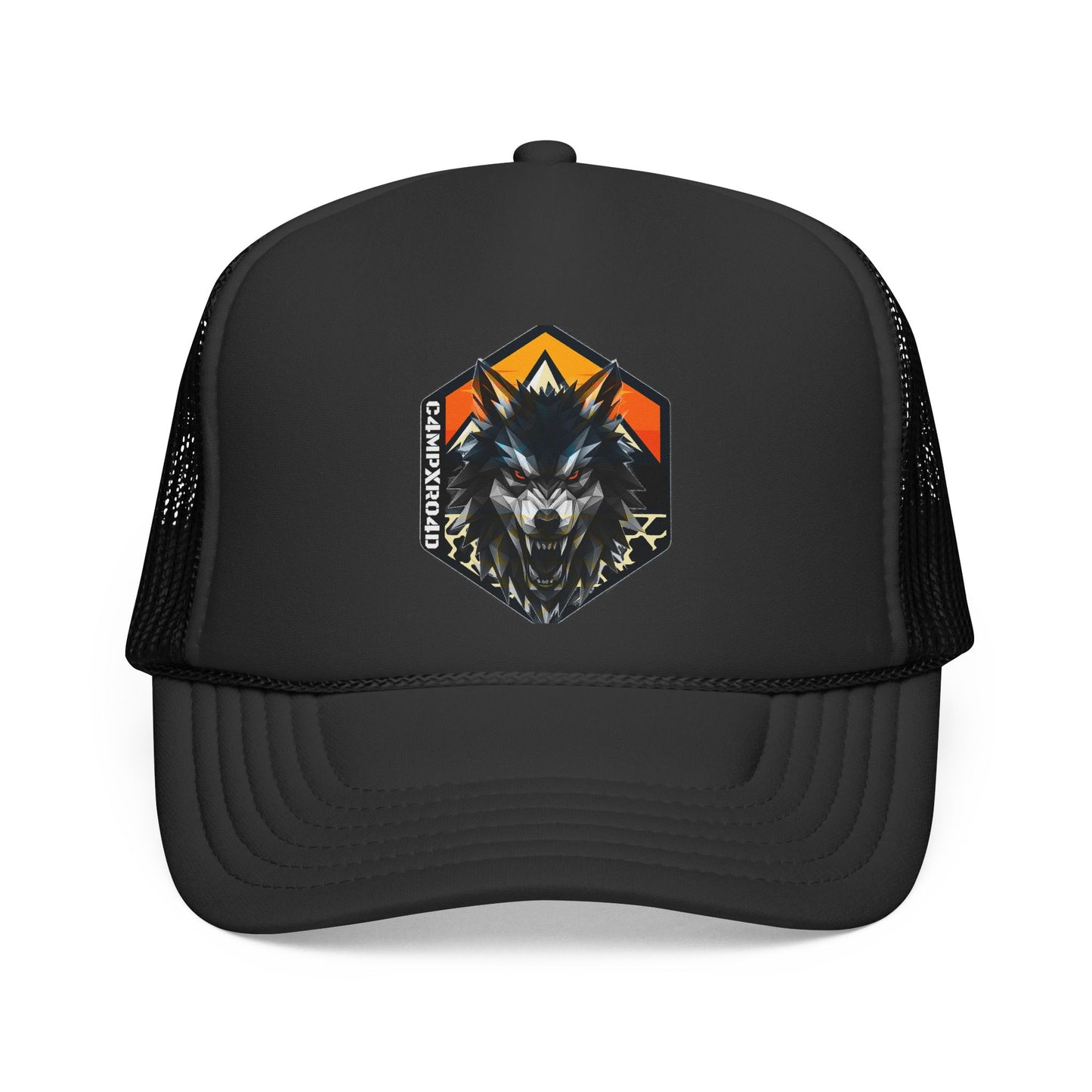 C4MPXRO4D Wolf Shield Camper Badge Trucker Cap | Adventure Mesh Hat