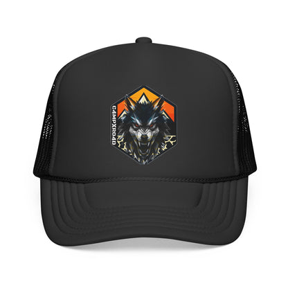 C4MPXRO4D Wolf Shield Camper Badge Trucker Cap | Adventure Mesh Hat