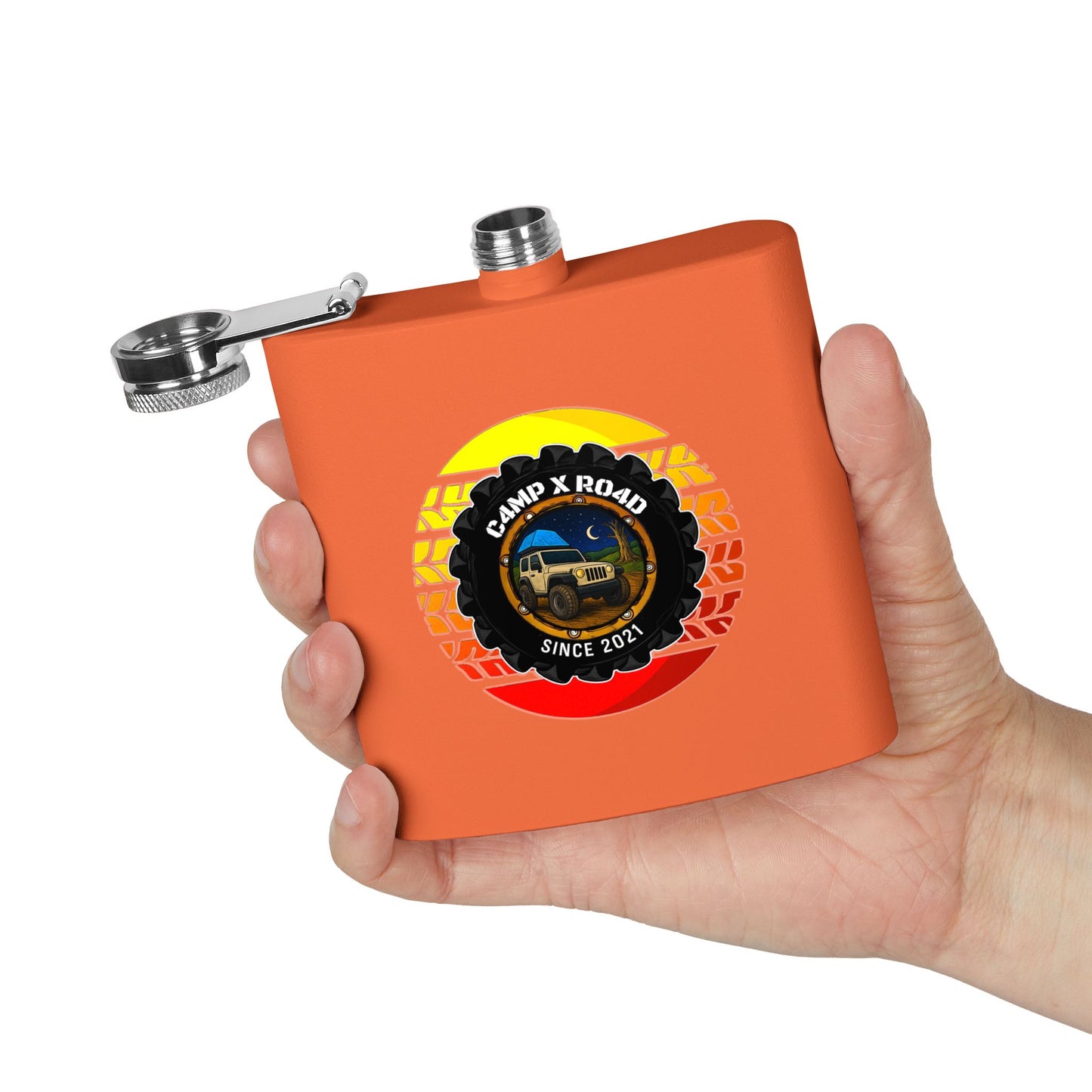 C4MPXRO4D Summer Camper Badge Flask