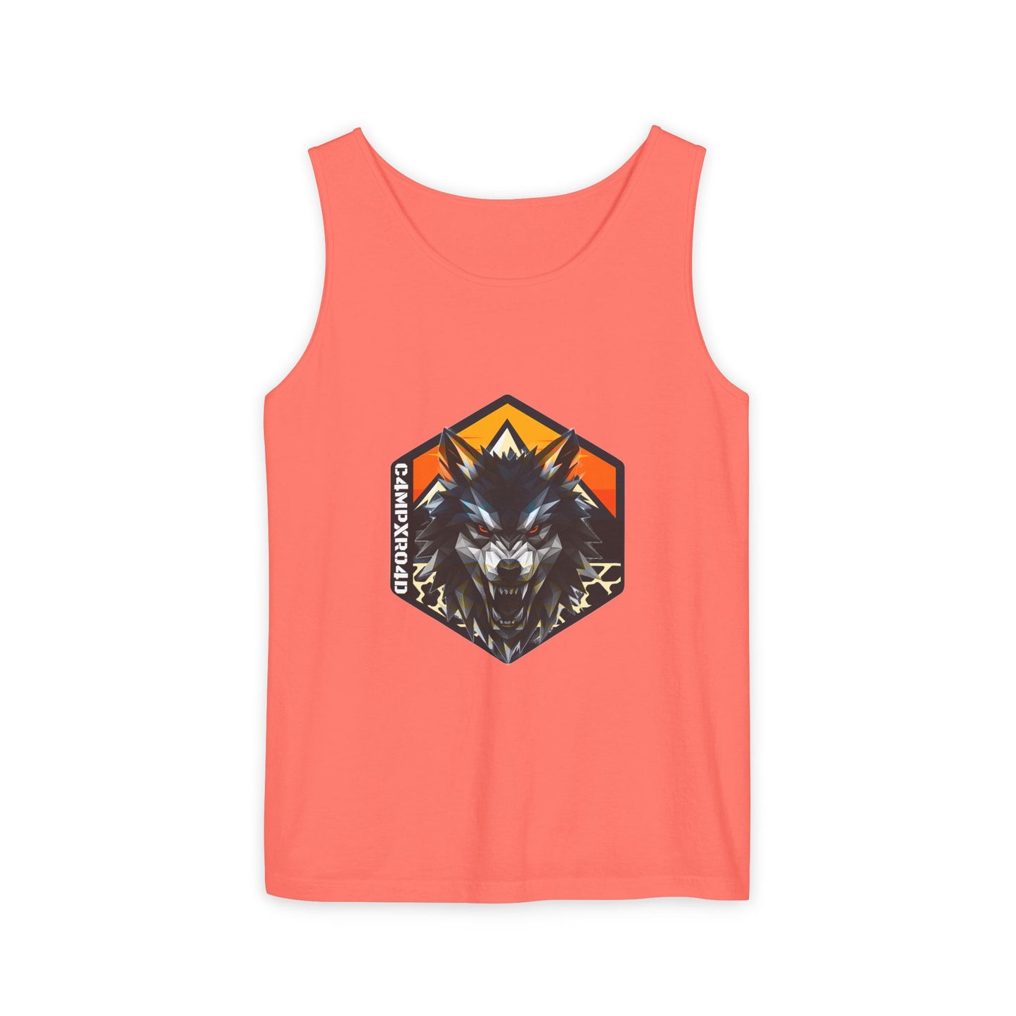 C4MPXRO4D Wolf Shield Camper Badge Tank Top | Graphic camping text tee