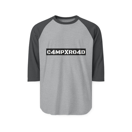 C4MPXR04D Text Block Raglan Shirt | Gaming Code Baseball Tee