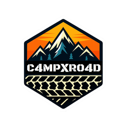 C4MPXRO4D Hexa Shield Camper Badge Sticker | Die-Cut Vinyl Laptop Decal