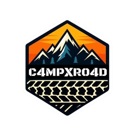 C4MPXRO4D Hexa Shield Camper Badge Sticker | Die-Cut Vinyl Laptop Decal
