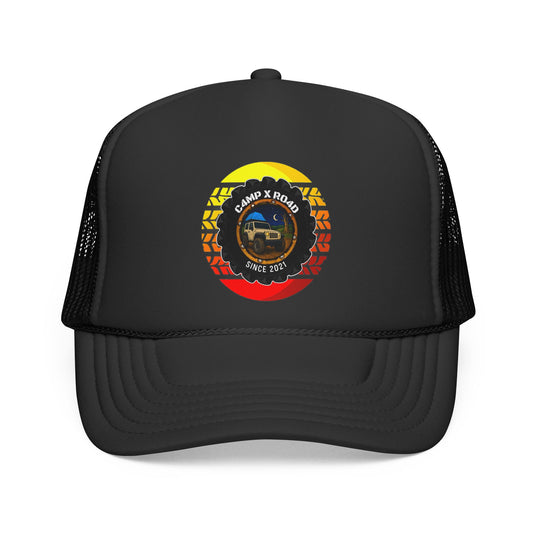 C4MPXRO4D Summer Camper Badge Trucker Cap | Adventure Mesh Hat