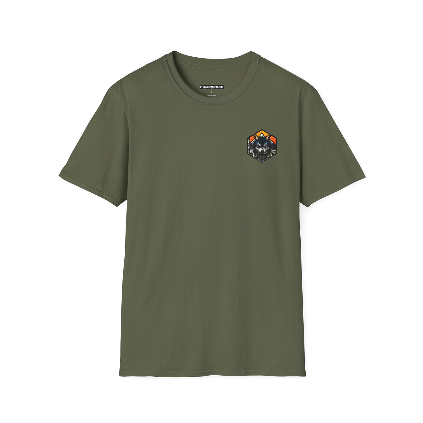 C4MPXRO4D Tiny Wolf Shield Camper Badge Soft Tee | Graphic T-Shirt
