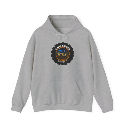 C4MPXRO4D Camper Badge Hoodie | Black streetwear graphic sweatshirt