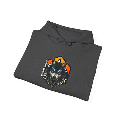 C4MPXRO4D Wolf Shield Camper Badge Hoodie | Black streetwear graphic sweatshirt