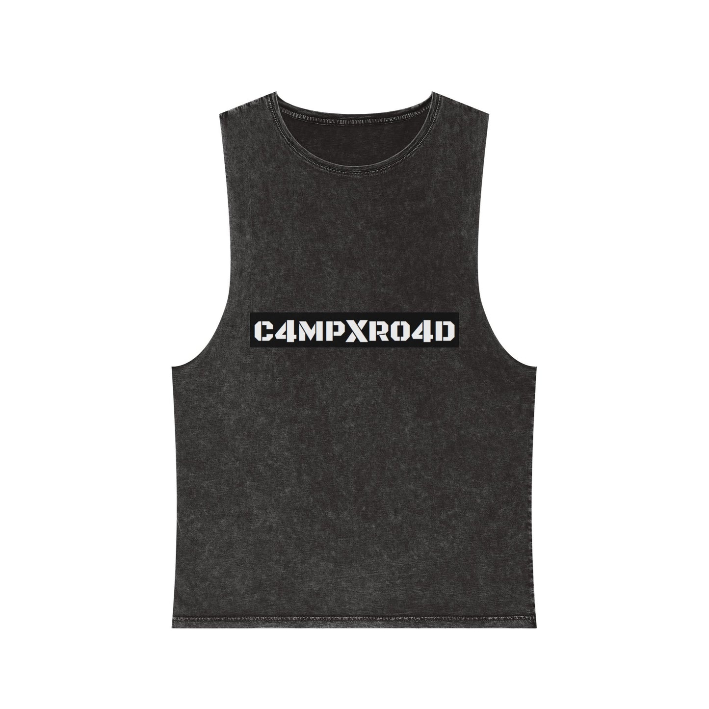 C4MPXR04D Tank Top | stonewash black, retro stencil logo
