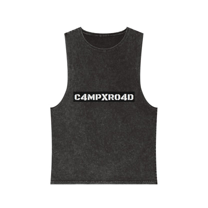 C4MPXR04D Tank Top | stonewash black, retro stencil logo