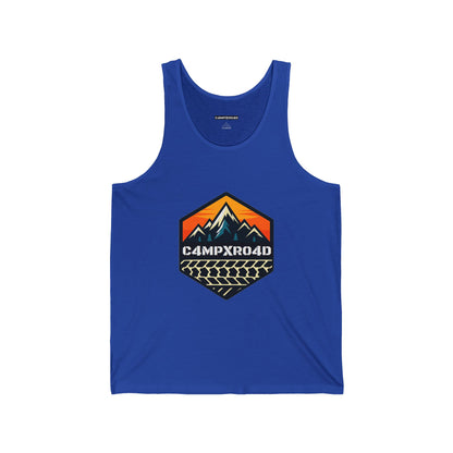 C4MPXRO4D Hexa Shield Camper Badge Tank Top | Gaming Techwear Hacker Style