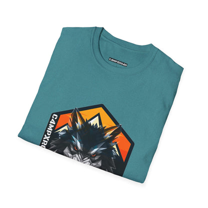 C4MPXRO4D Wolf Shield Camper Badge Soft Tee | Graphic T-Shirt