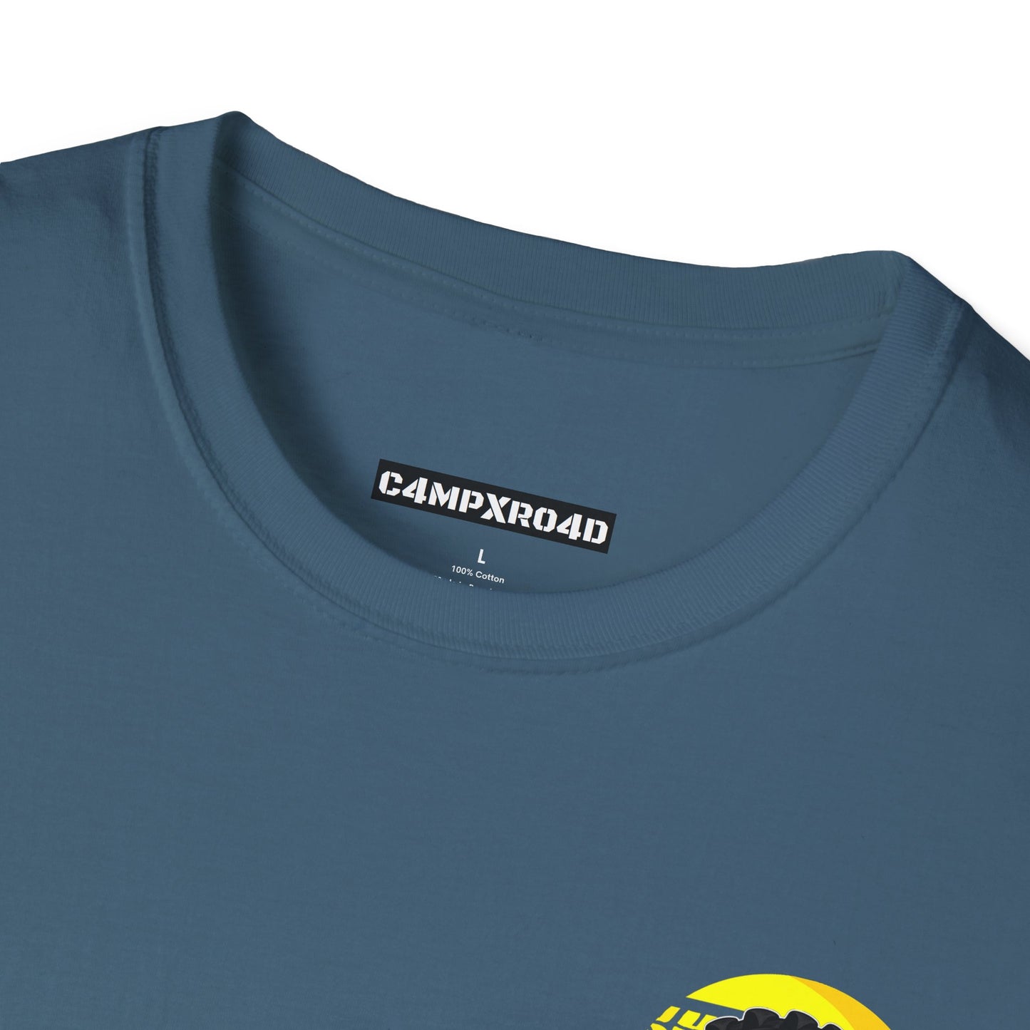 C4MPXRO4D Tiny Summer Camper Badge Soft Tee | Graphic T-Shirt