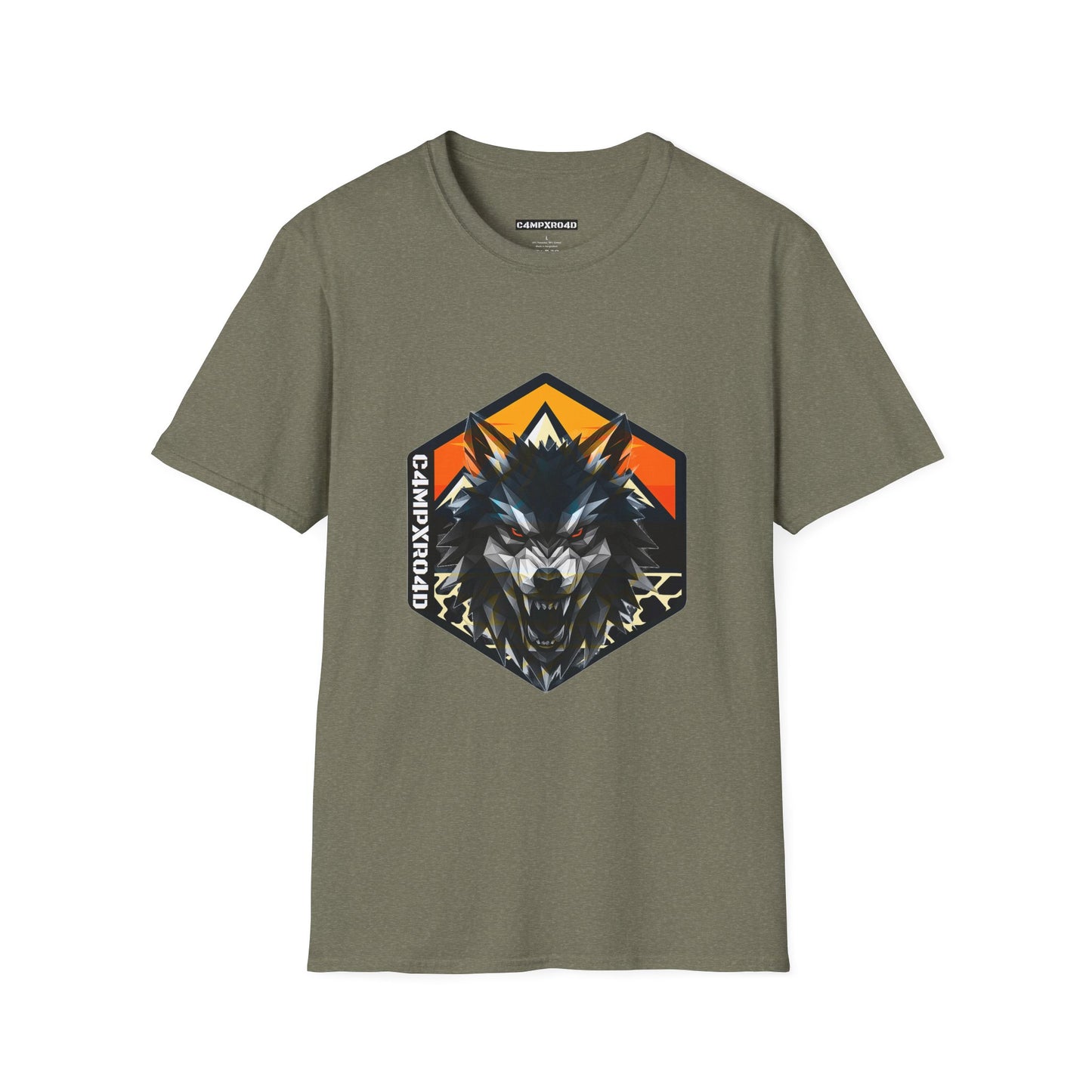 C4MPXRO4D Wolf Shield Camper Badge Soft Tee | Graphic T-Shirt