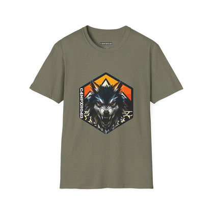 C4MPXRO4D Wolf Shield Camper Badge Soft Tee | Graphic T-Shirt