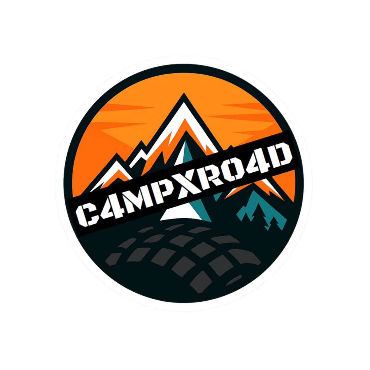 C4MPXRO4D Rounded Shield Camper Badge Sticker | Die-Cut Vinyl Laptop Decal