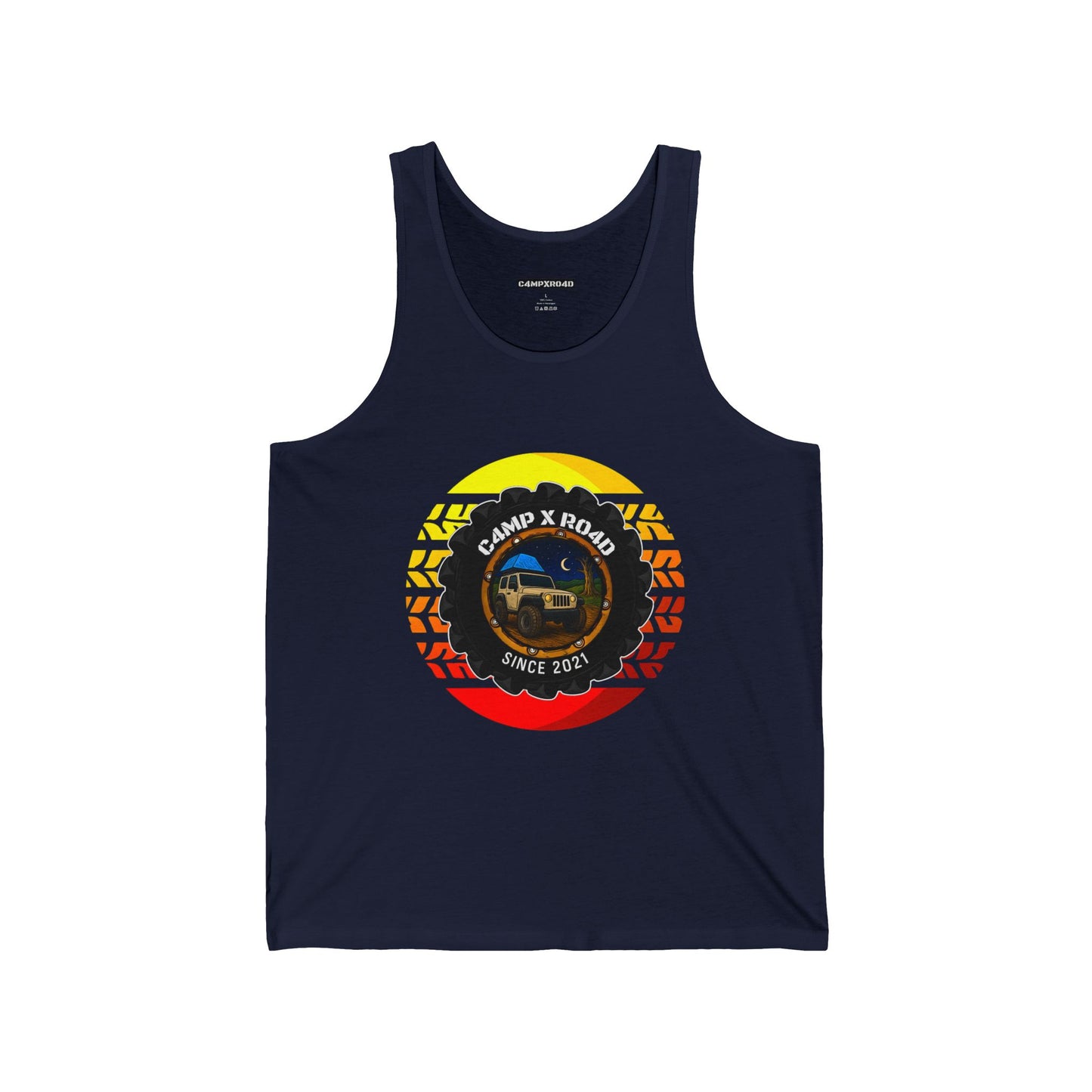 C4MPXRO4D Summer Camper Badge Tank Top | Gaming Techwear Hacker Style