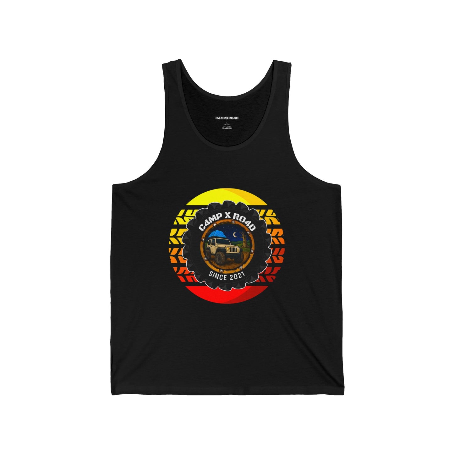 C4MPXRO4D Summer Camper Badge Tank Top | Gaming Techwear Hacker Style