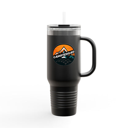 C4MPXRO4D Rounded Shield Camper Badge 40oz Travel Mug | Insulated Tumbler with Straw