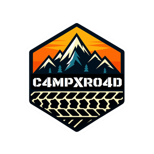 C4MPXRO4D Hexa Shield Camper Badge Sticker | Die-Cut Vinyl Laptop Decal