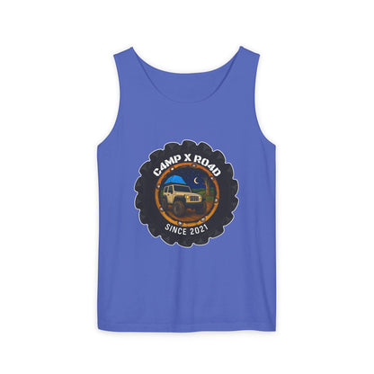 C4MPXRO4D Camper Badge Tank Top | Graphic camping text tee