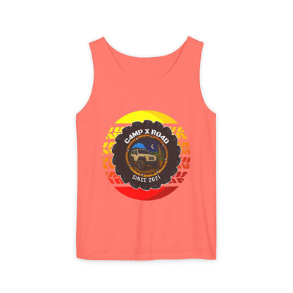 C4MPXRO4D Summer Camper Badge Tank Top | Graphic camping text tee