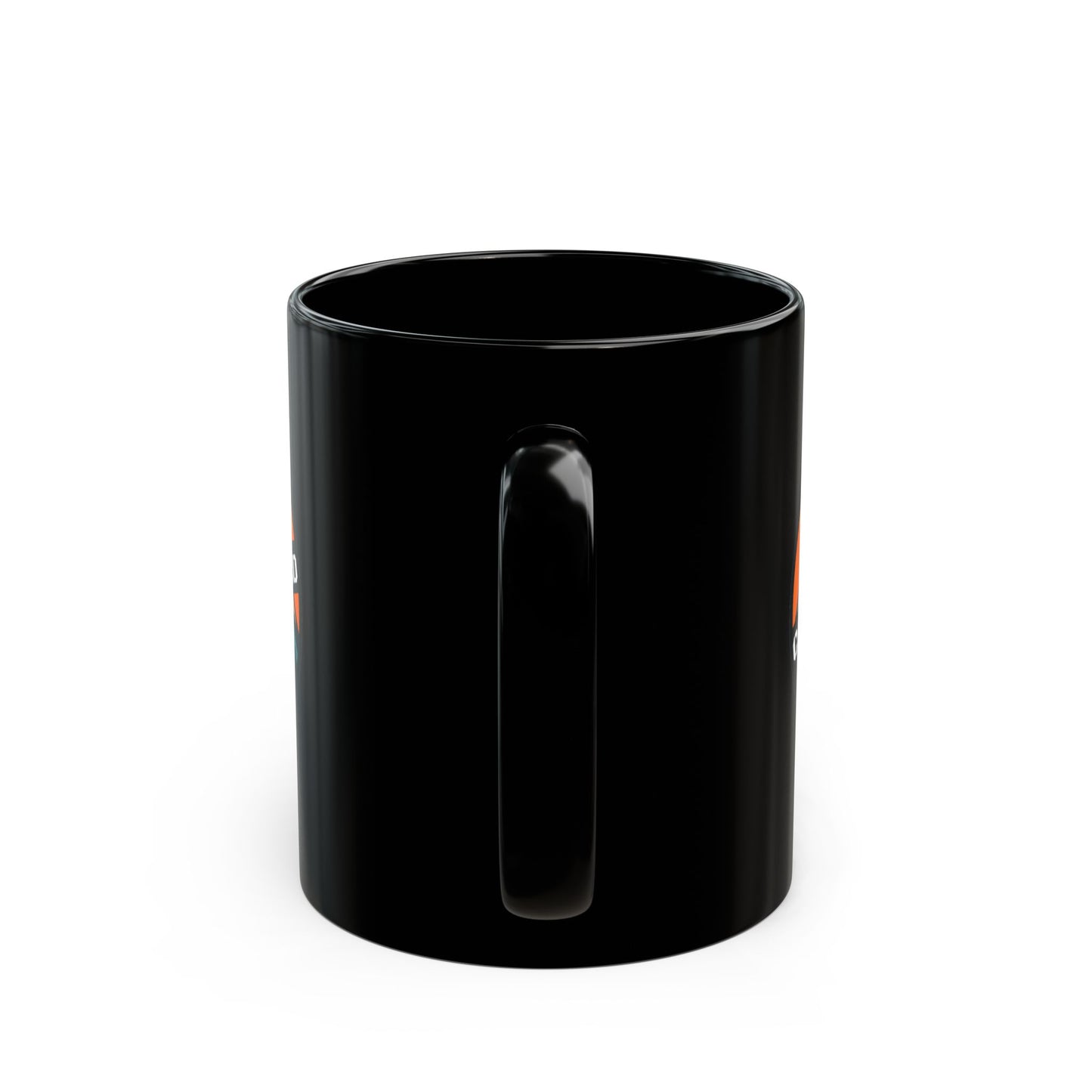 C4MPXRO4D Rounded Shield Camper Badge Mug | Black Ceramic Coffee Mug