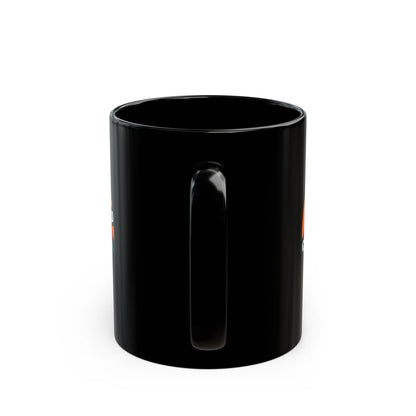 C4MPXRO4D Rounded Shield Camper Badge Mug | Black Ceramic Coffee Mug