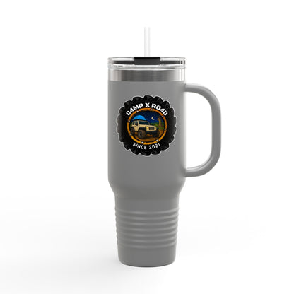 C4MPXRO4D Camper Badge 40oz Travel Mug | Insulated Tumbler with Straw