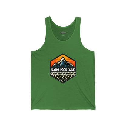 C4MPXRO4D Hexa Shield Camper Badge Tank Top | Gaming Techwear Hacker Style