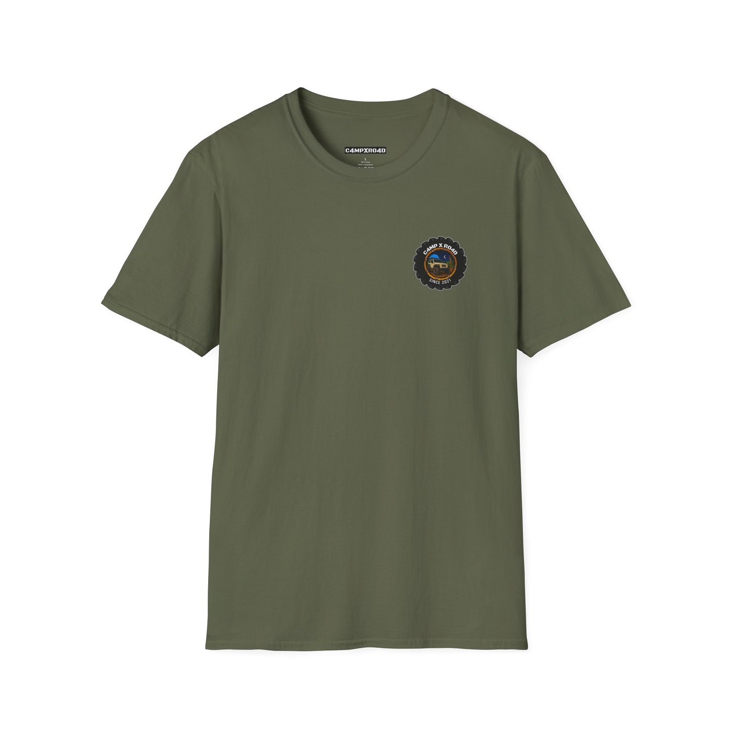 C4MPXRO4D Tiny Camper Badge Soft Tee | Graphic T-Shirt