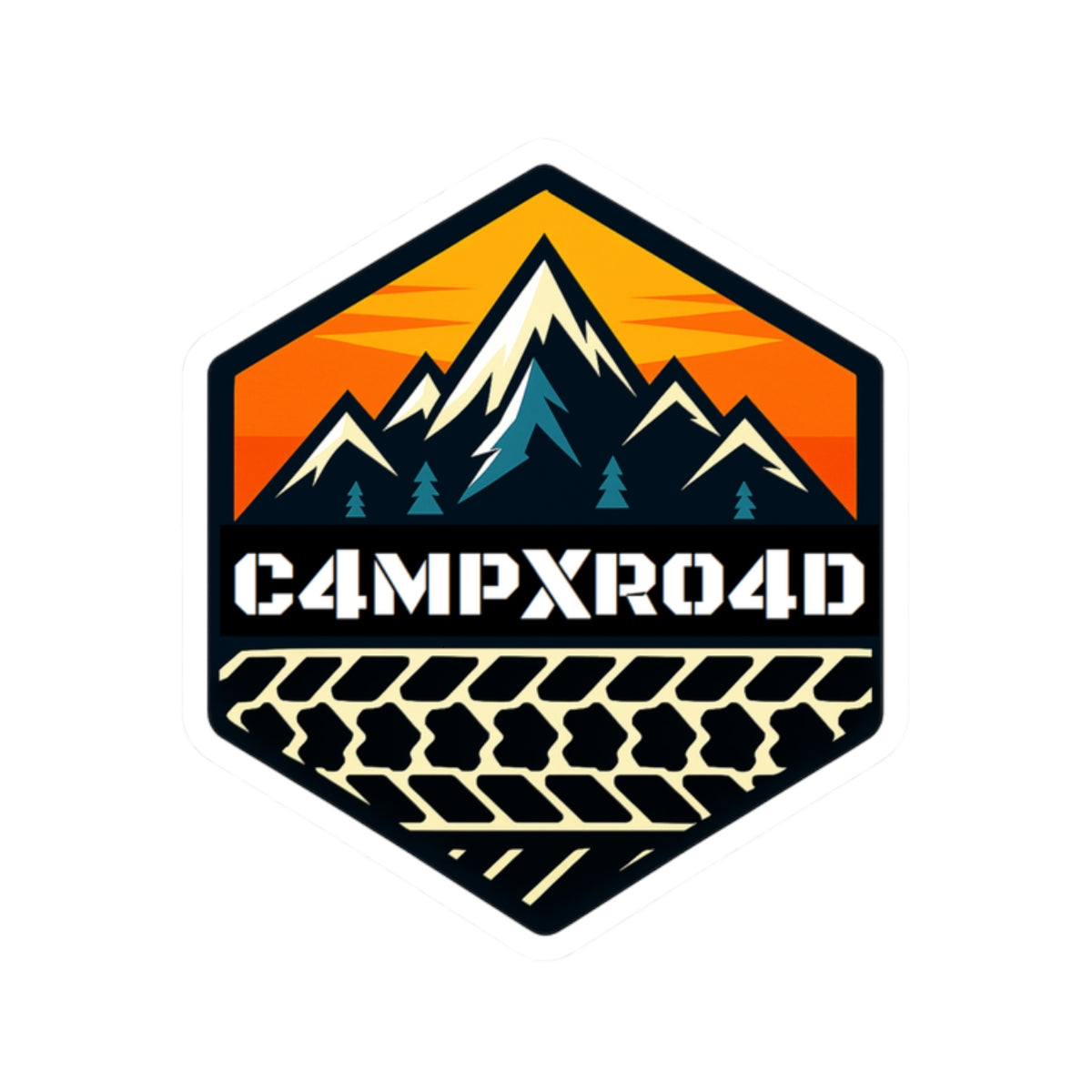 C4MPXRO4D Hexa Shield Camper Badge Sticker | Die-Cut Vinyl Laptop Decal