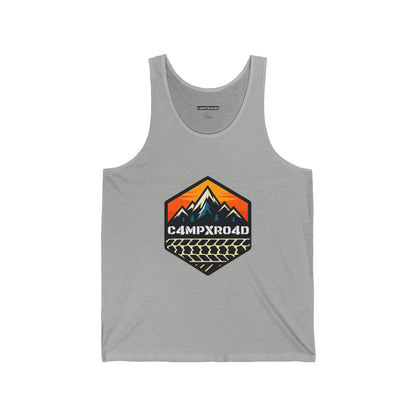 C4MPXRO4D Hexa Shield Camper Badge Tank Top | Gaming Techwear Hacker Style