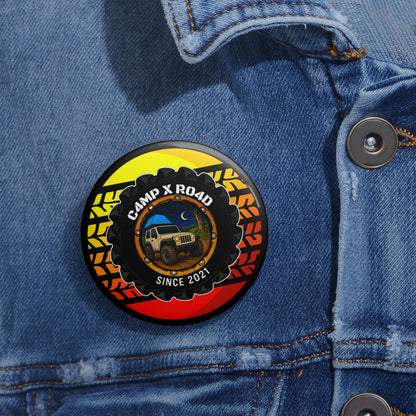 C4MPXRO4D Summer Camper Badge Pin Button | Custom Round Badge, Black Logo Button