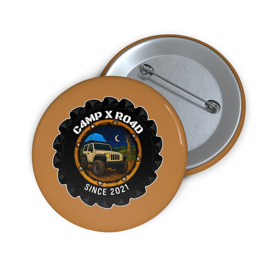 C4MPXRO4D Camper Badge Pin Button | Custom Round Badge, Black Logo Button